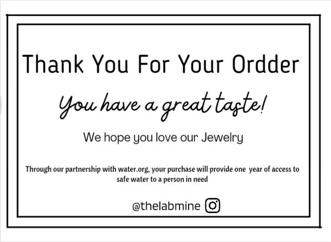 Thank-you card design made for the jewelry client