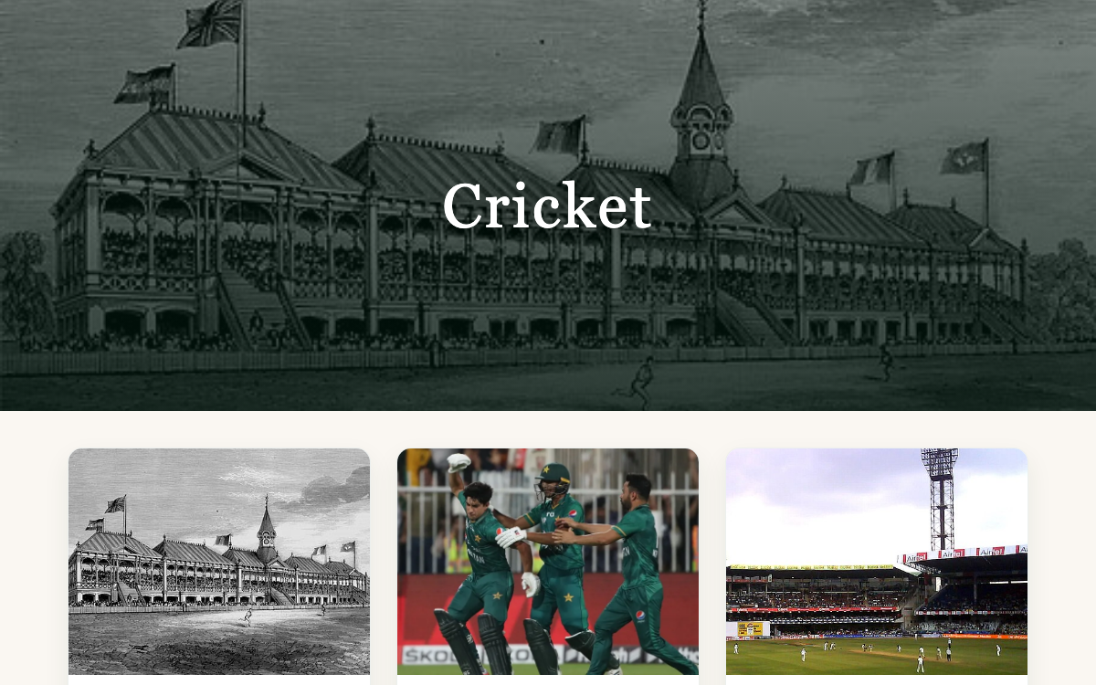 Cricket, a personal website celebrating the sport, its legends, and its greatest matches